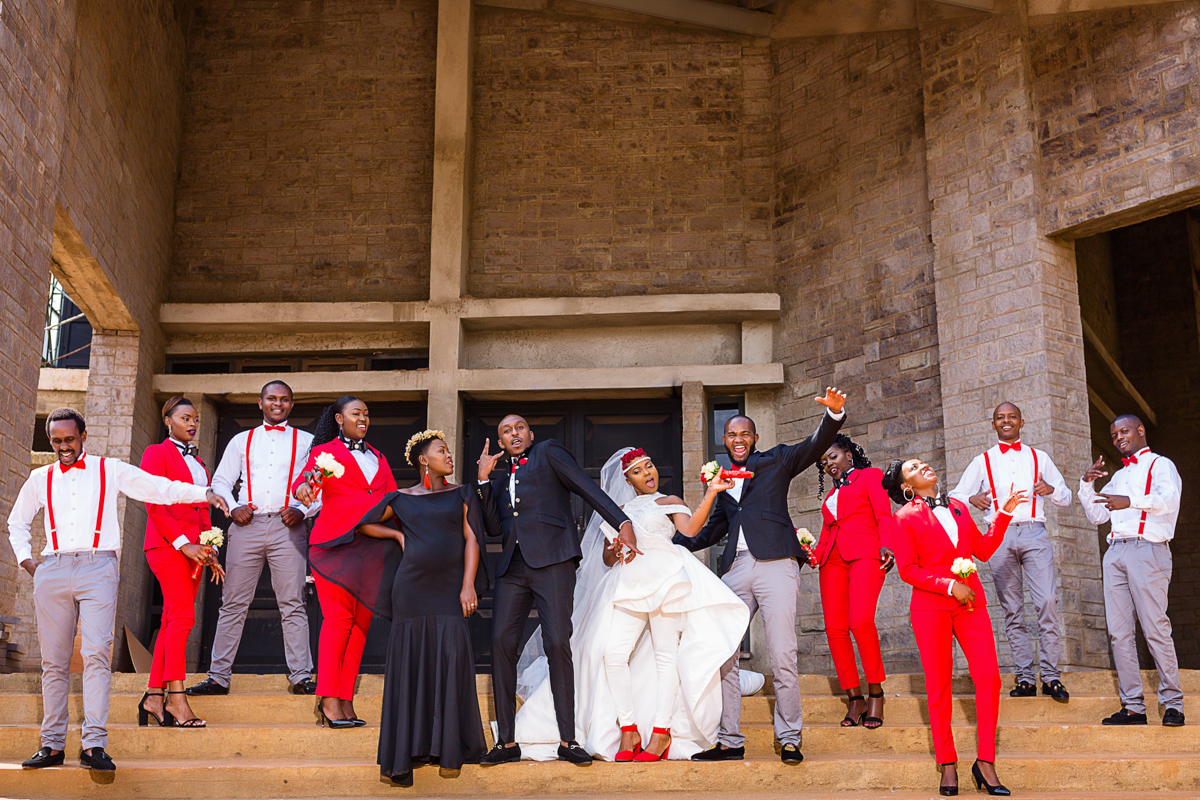 A wedding party is the term for the entire group of people who participate in the ceremony alongside the couple—the maid of honor, best man, bridesmaids, groomsmen, and any children such as the flower girl or ring bearer. The bridal party, is just the group chosen by the bride to support her on the wedding day