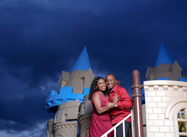 Couple Engagement Dramatic Lighting Cloud Outdoor Photo-shoot